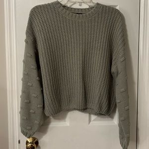 Moon & Madison Sage Green Bubble Sleeve Knit Sweater